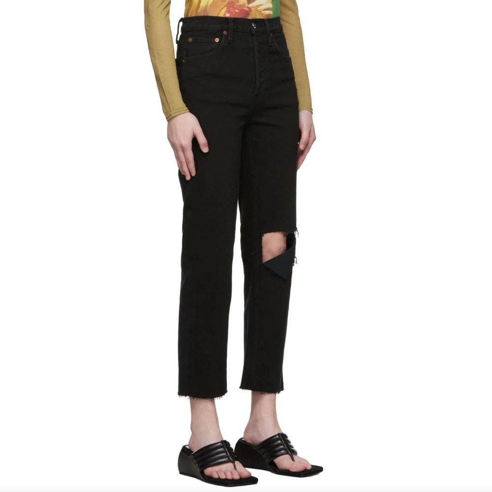 RE/DONE Black 70's Stove Pipe Jeans - Picture 5 of 15